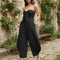 Bow-Front Wide-Leg Jumpsuit - Black
