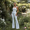 Sequin Belted Jumpsuit - White