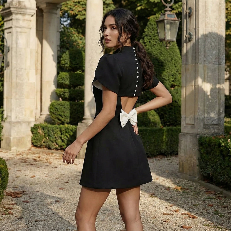 Lyraea - Elegant Petal Sleeves Mini Dress