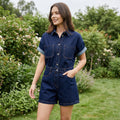 Denim Button-Up Jumpsuit - Dark Denim
