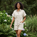 Denim Button-Up Jumpsuit - Ivory