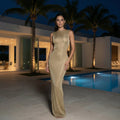 Corliss - Embellished Backless Slit Maxi Dress