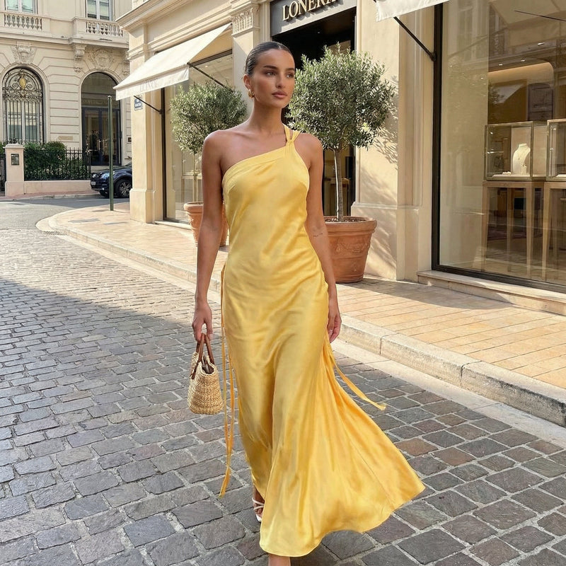 Xynara - Elegant Lace Up Off-Shoulder Dress