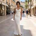Cassiane - Satin Maxi Dress with Flower Patchwork