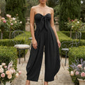 Bow-Front Wide-Leg Jumpsuit - Black
