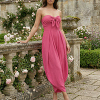 Bow-Front Wide-Leg Jumpsuit - Pink