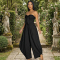 Bow-Front Wide-Leg Jumpsuit - Black