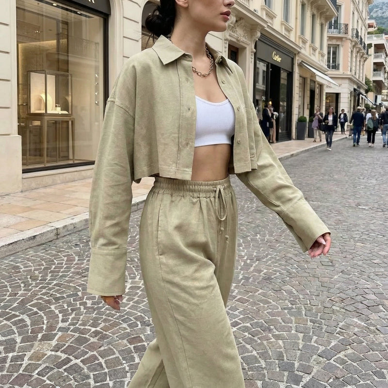 Collared Top & Pants Set