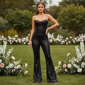 Sequin Belted Jumpsuit - Black
