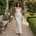 Nylaen - Strapless Bottom Pleated Maxi Dress
