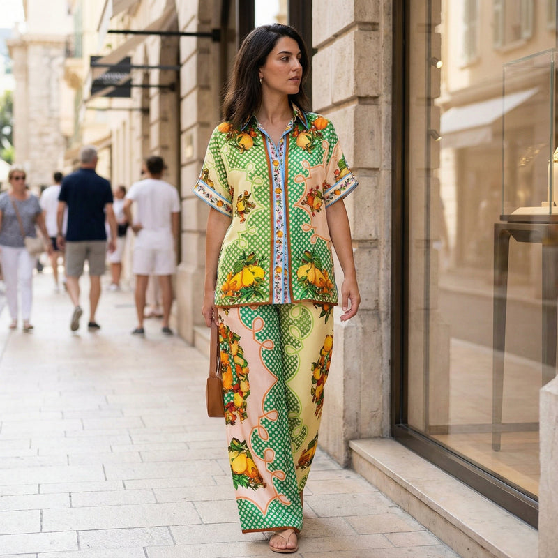 Lemonis Silk Shirt & Pant Set
