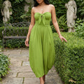 Bow-Front Wide-Leg Jumpsuit - Green