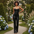 Sequin Belted Jumpsuit - Black
