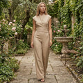 Cap-Sleeve Wide-Leg Jumpsuit - Khaki