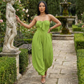Bow-Front Wide-Leg Jumpsuit - Green