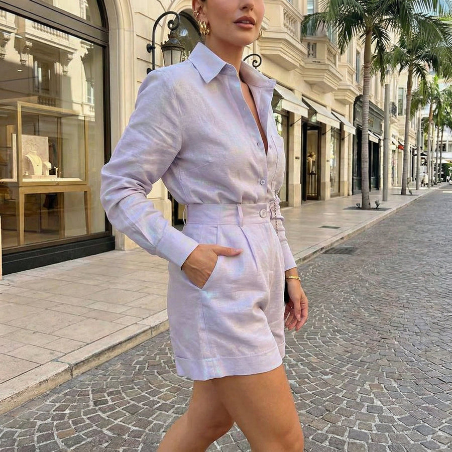 Shirt & High-Waisted Shorts Set