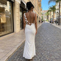 Cassiane - Satin Maxi Dress with Flower Patchwork