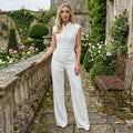 Cap-Sleeve Wide-Leg Jumpsuit - White