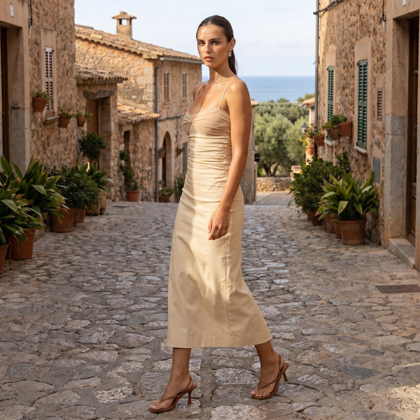 Sasha - Ruched Bodice Midi Dress