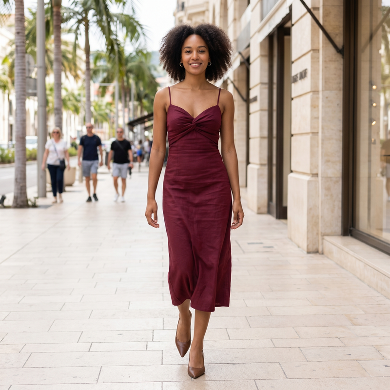 Sasha - Ruched Bodice Midi Dress