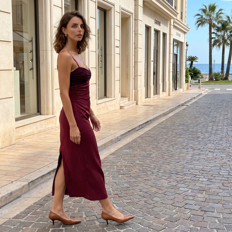 Sasha - Ruched Bodice Midi Dress