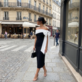 Lyriel - One-Shoulder Bow Tie Slit Midi Dress