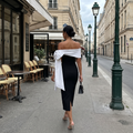 Lyriel - One-Shoulder Bow Tie Slit Midi Dress