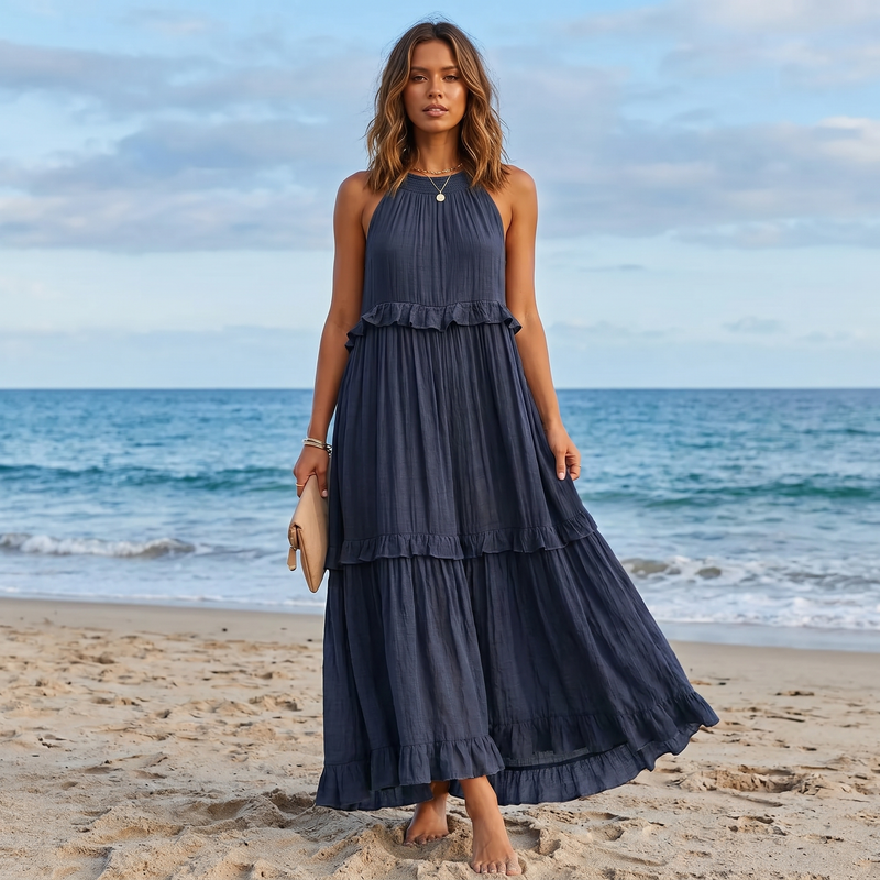 Ilona - Halterneck Dress With Ruffles and Pockets