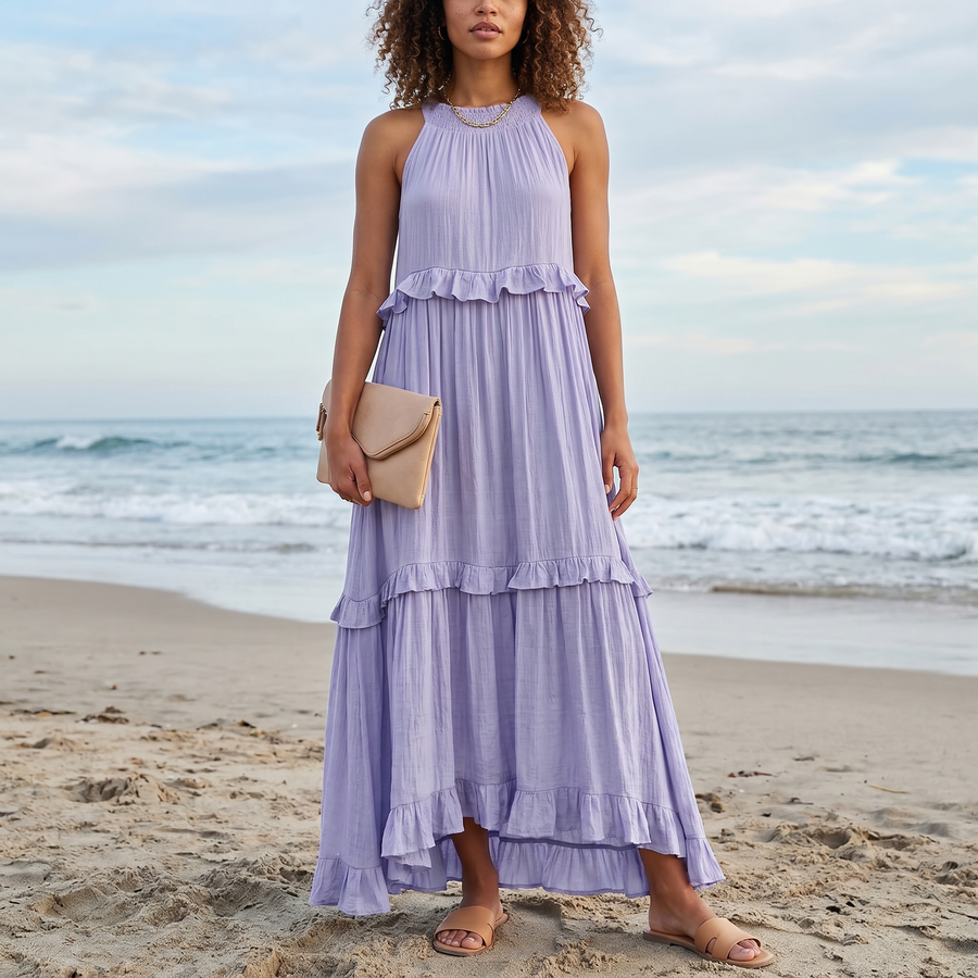 Ilona - Halterneck Dress With Ruffles and Pockets