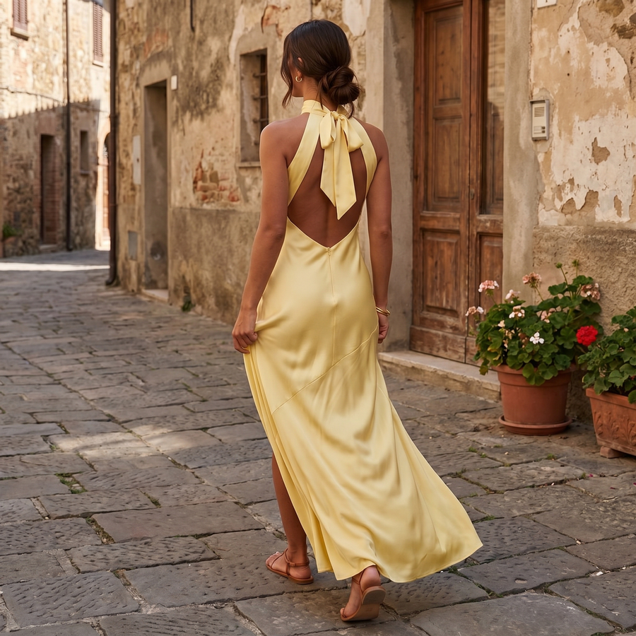 Victoria - Halter Satin Gown