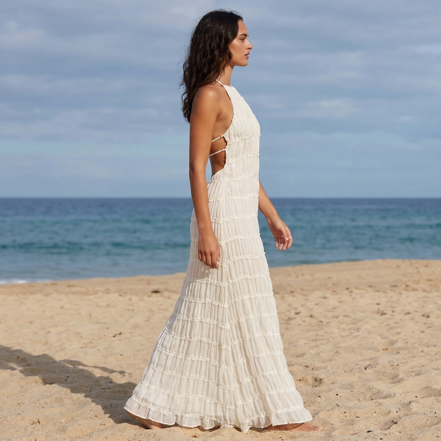 Caroline - Textured Halter Maxi Dress