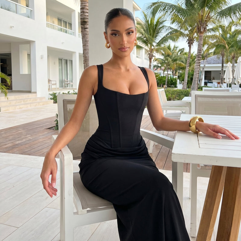 Alicia – Draped Sculpting Maxi Dress