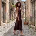 Nerina – Draped High-Neck Maxi Dress
