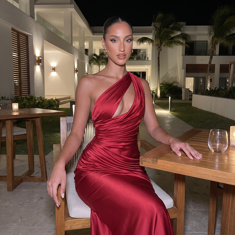 Eliana – Draped One-Shoulder Maxi Dress