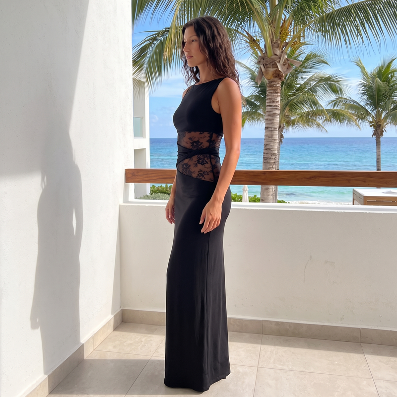 Karina – Lace Waist Maxi Dress