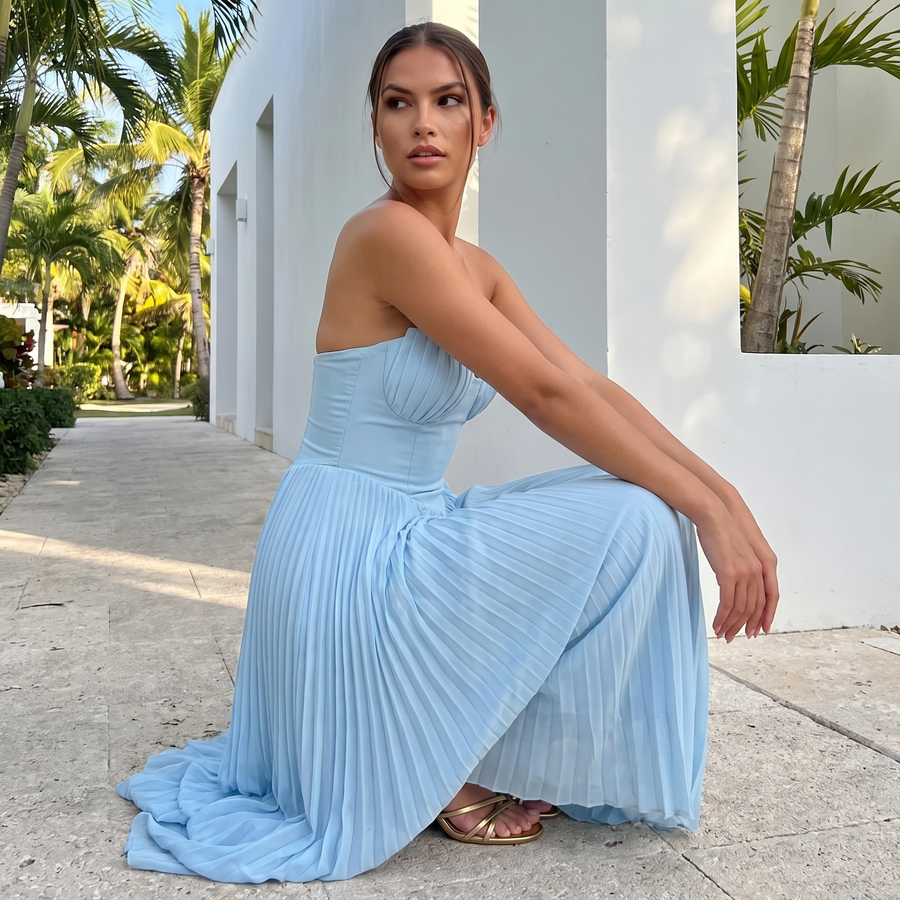 Celiana – Pleated Strapless Maxi Dress