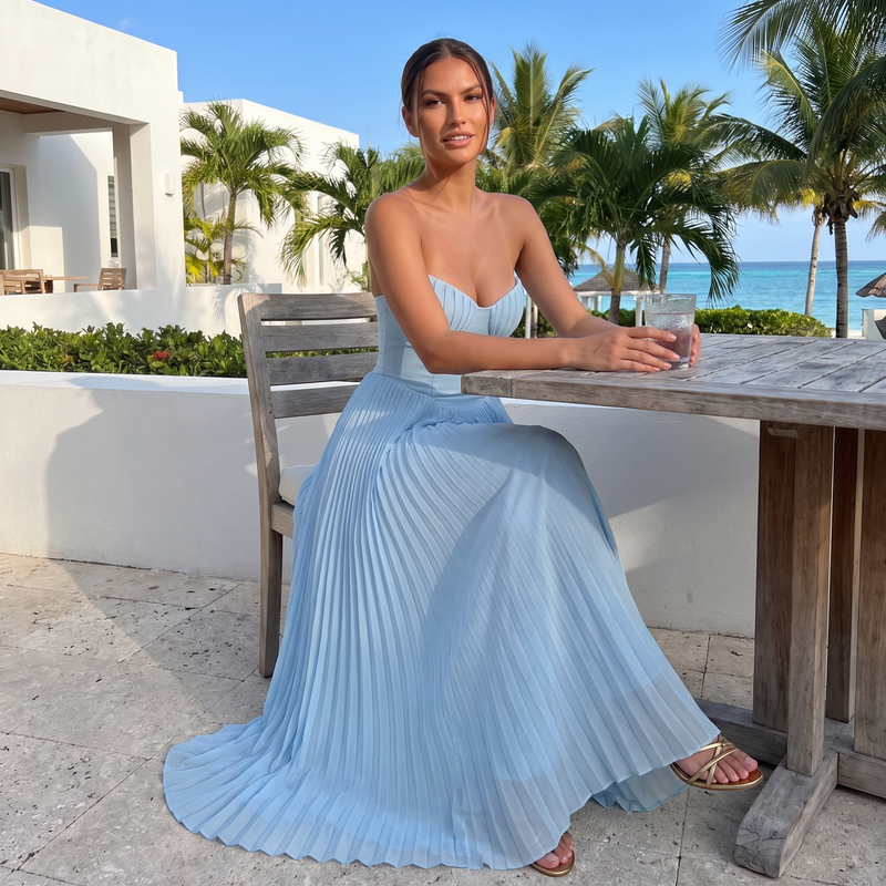 Celiana – Pleated Strapless Maxi Dress